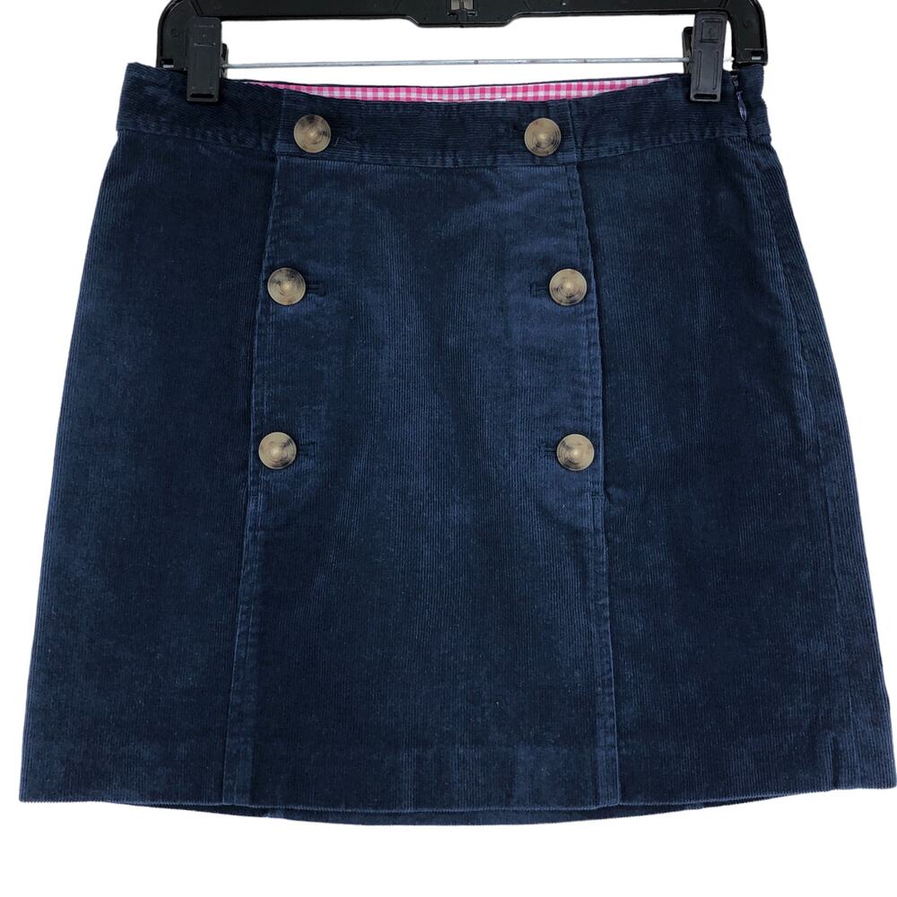 Vineyard Vines Womens Size 0 Skirt Corduroy 6 Button Front Blue Pockets